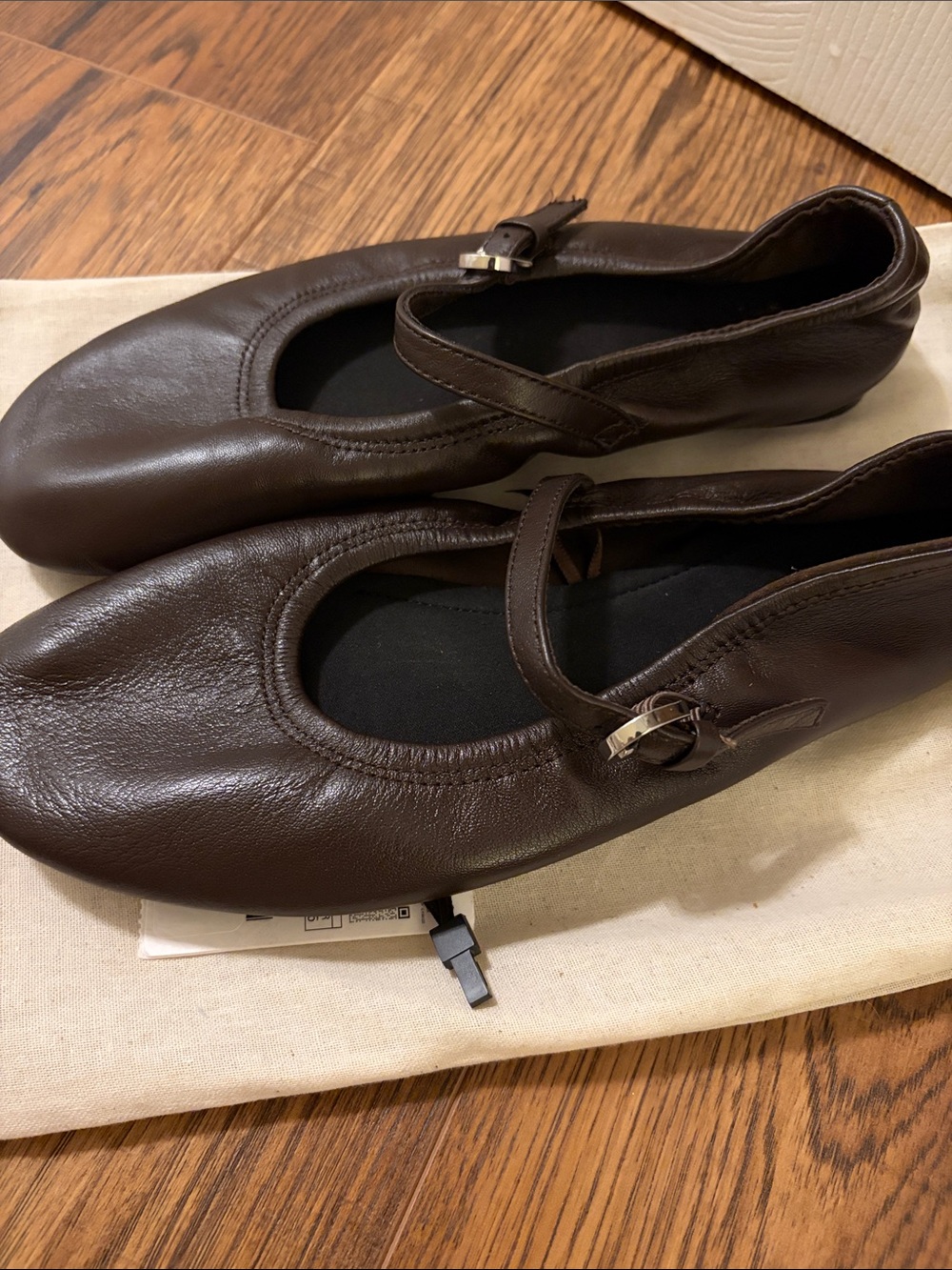 Zara Dark Brown Leather Mary Jane Ballet Flats with Strap size 36 / 6 - Picture 5 of 10
